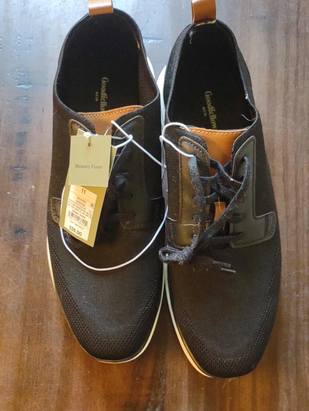 Goodfellow & Co Men’s Black Sneakers with Tan Pull Tab